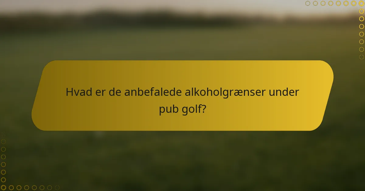 Hvad er de anbefalede alkoholgrænser under pub golf?