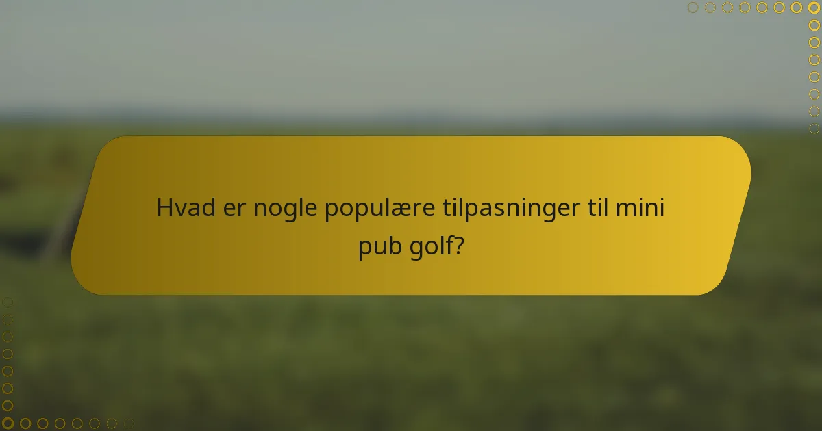 Hvad er nogle populære tilpasninger til mini pub golf?